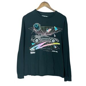Back to the Future | Retro Car‎ Graphic Black Long Sleeve Basic Tee